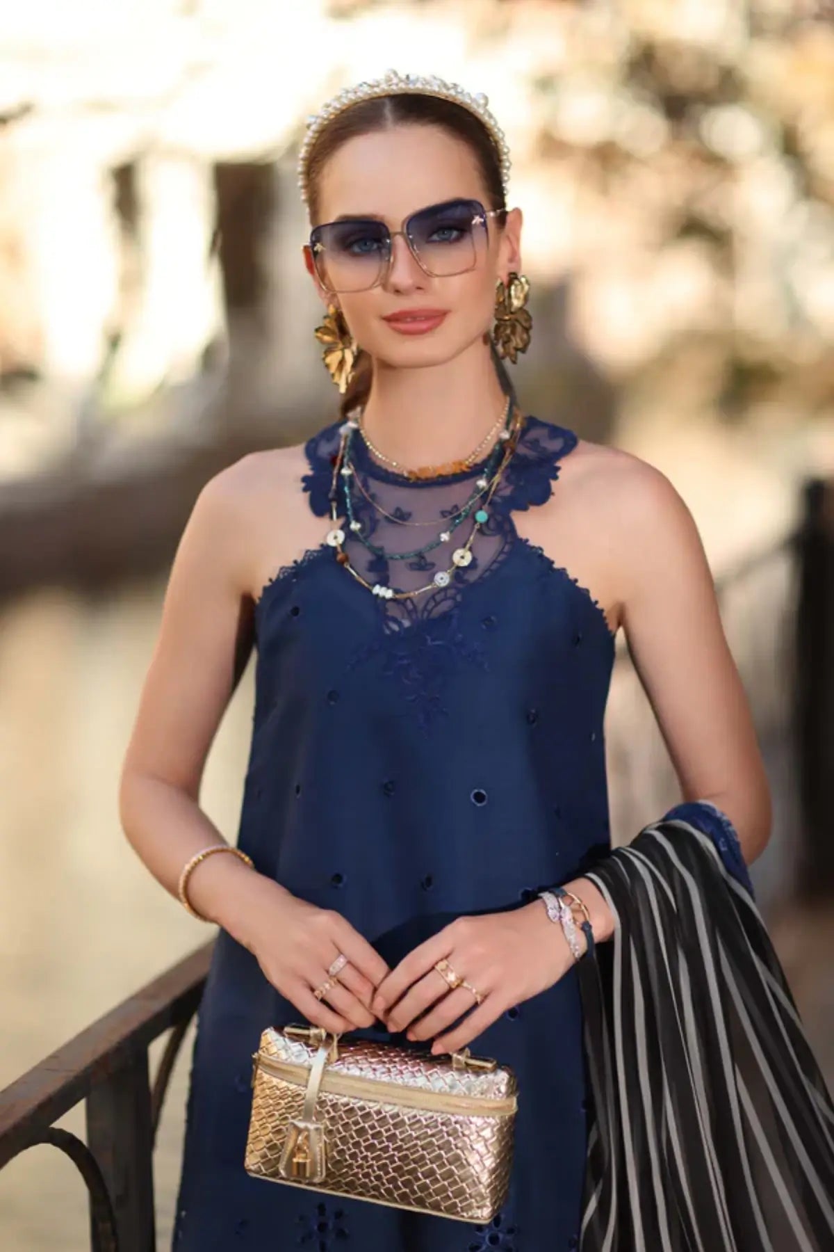 Sapphire Blue D7-B Saadia Asad stitched lawn suit Noor Eid Printskhaas 2026 Pakistanimoda