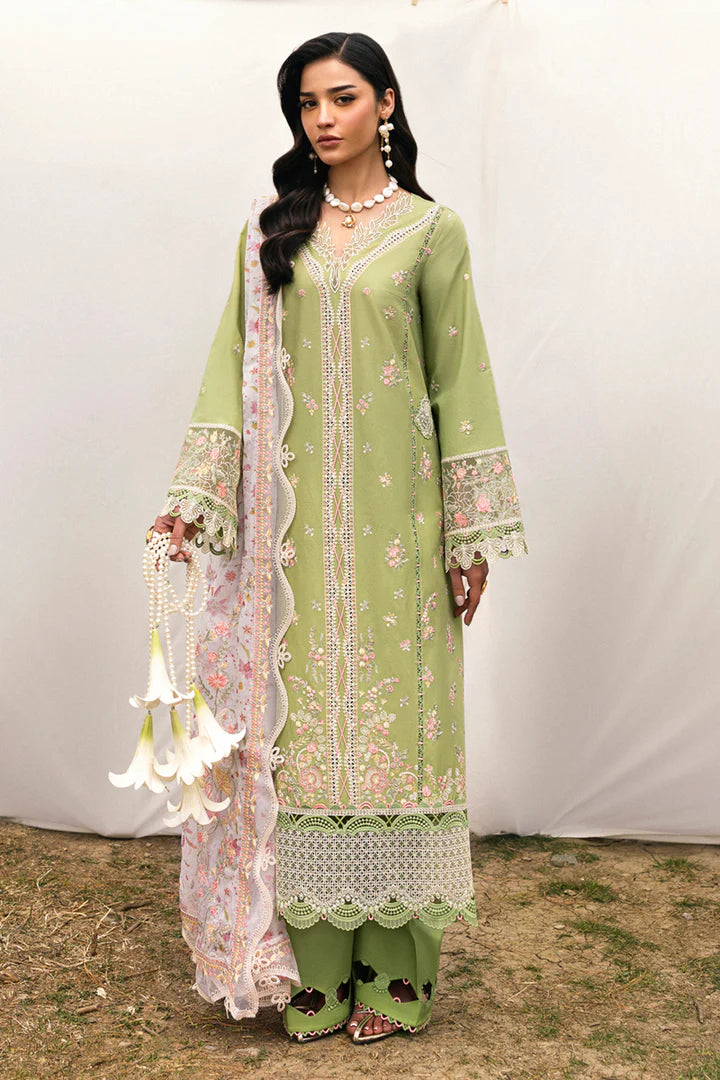 DC-01 Lovisa- Sage Green Qlinekari Lawn Suit '25 By- Qalamkar