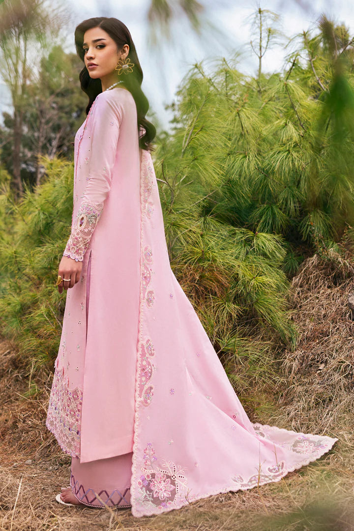 DC-02 Freja- Pink Qlinekari Lawn Suit '25 By- Qalamkar
