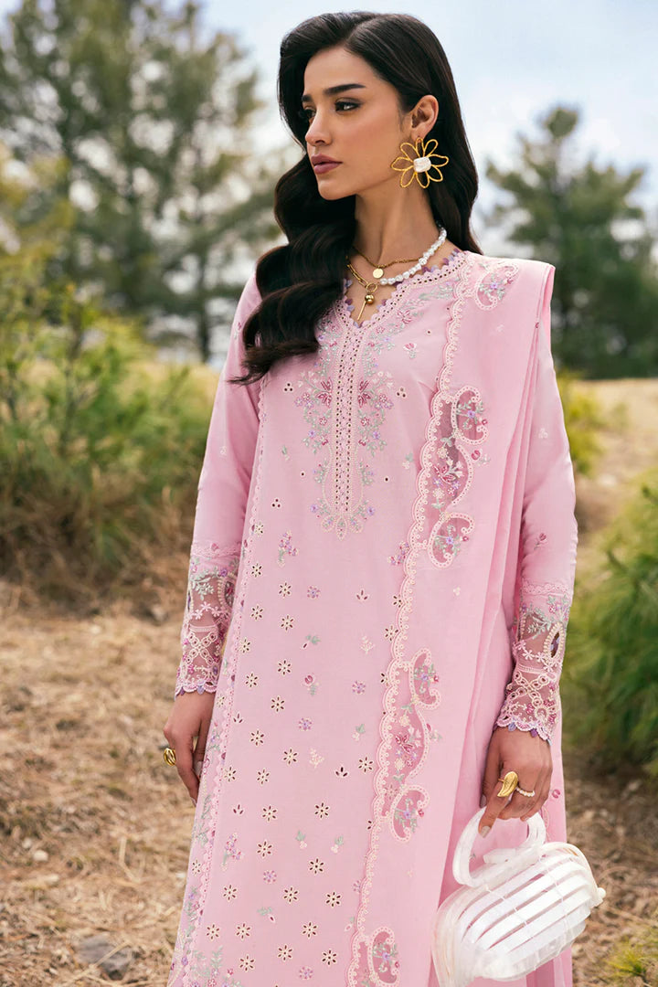 DC-02 Freja- Pink Qlinekari Lawn Suit '25 By- Qalamkar