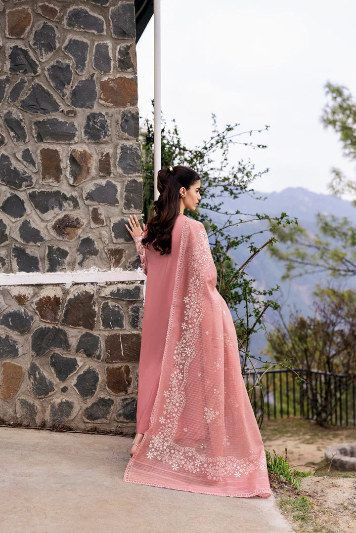 DC-03 Moya- Peach Qlinekari Lawn Suit '25 By- Qalamkar