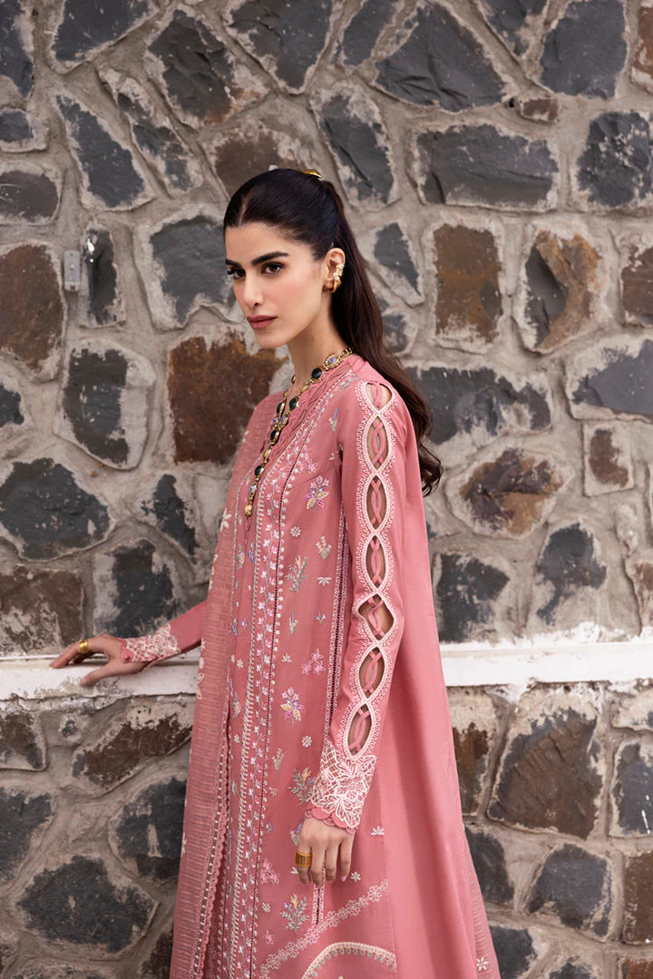 DC-03 Moya- Peach Qlinekari Lawn Suit '25 By- Qalamkar