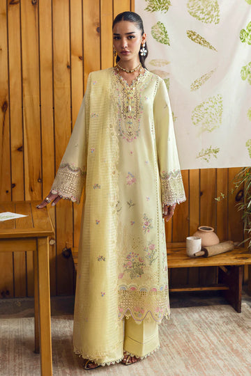 DC-04 Keva- Lime Yellow Qlinekari Lawn Suit '25 By- Qalamkar