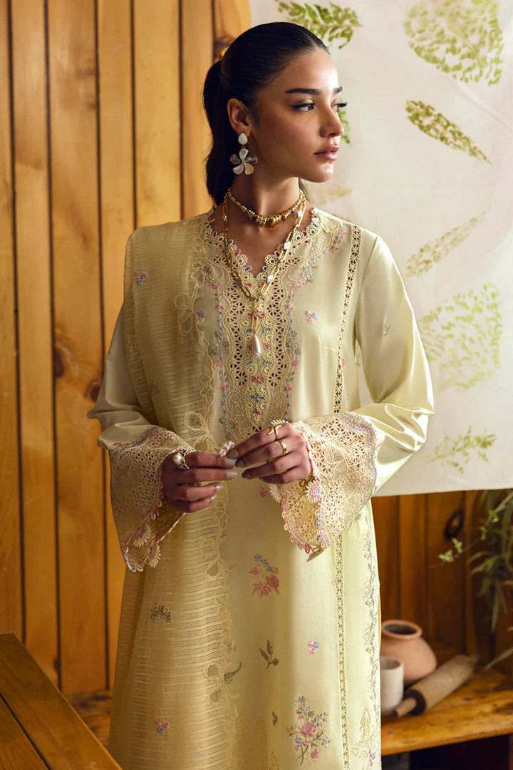 DC-04 Keva- Lime Yellow Qlinekari Lawn Suit '25 By- Qalamkar