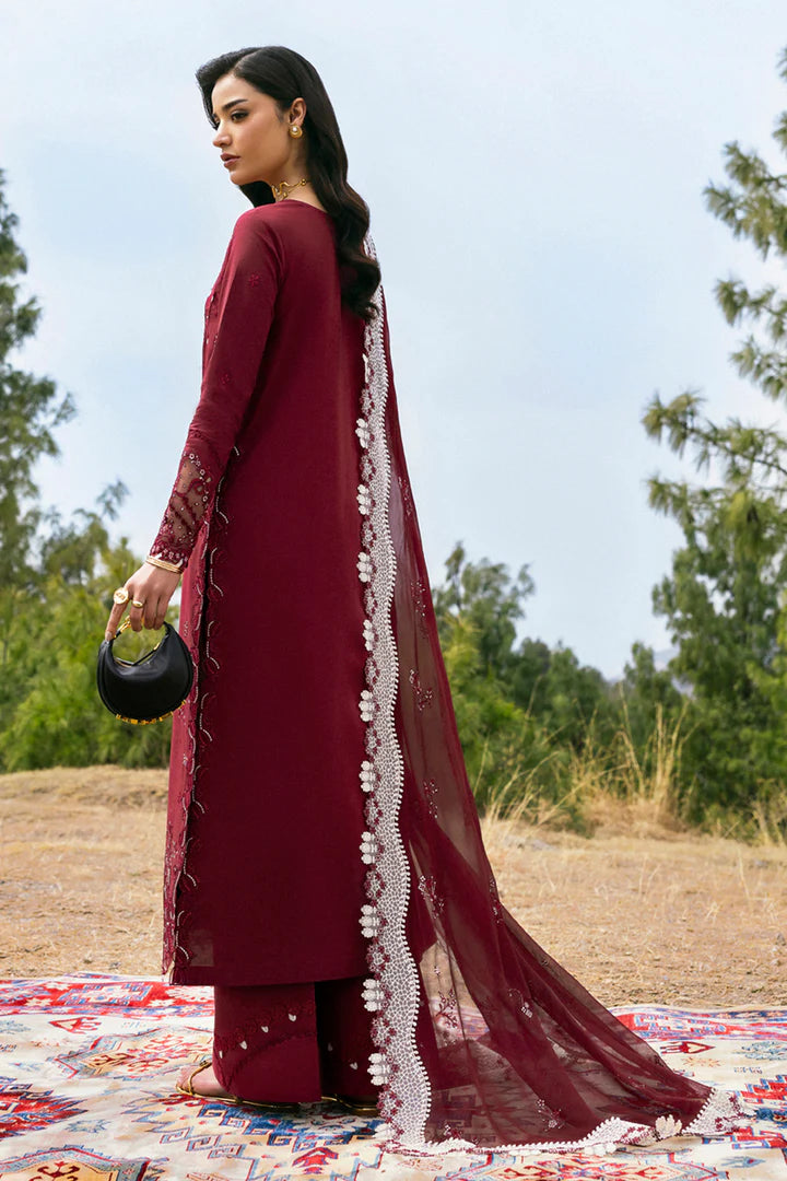 DC-06 Aila- Maroon Qlinekari Lawn Suit '25 By- Qalamkar