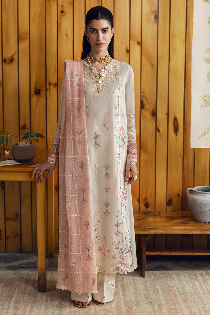 DC-07 Tyrah- Beige Qlinekari Lawn Suit '25 By- Qalamkar
