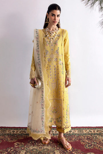 DC-09 Enya- Yellow Qlinekari Lawn Suit '25 By- Qalamkar