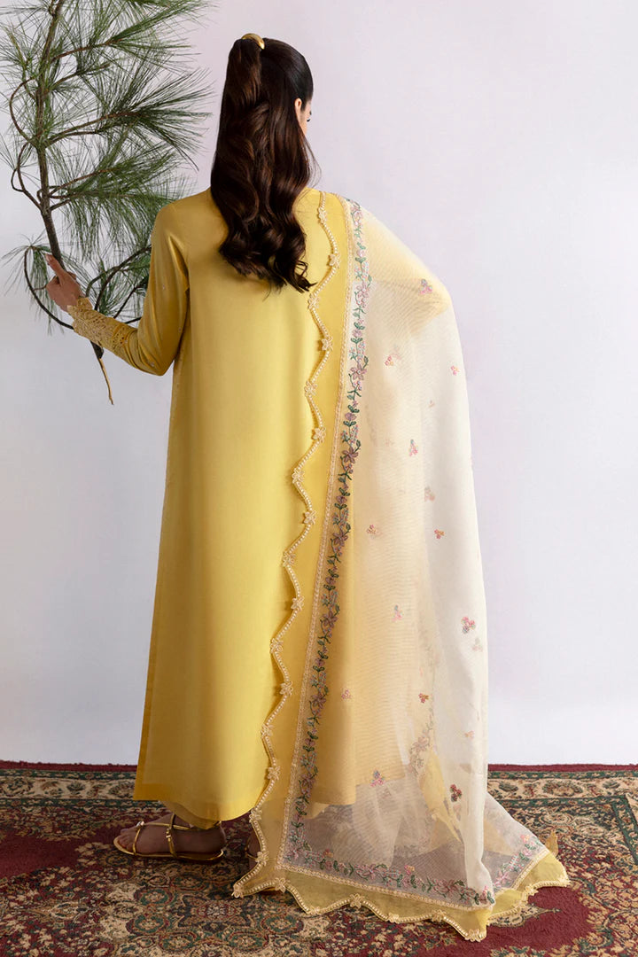 DC-09 Enya- Yellow Qlinekari Lawn Suit '25 By- Qalamkar