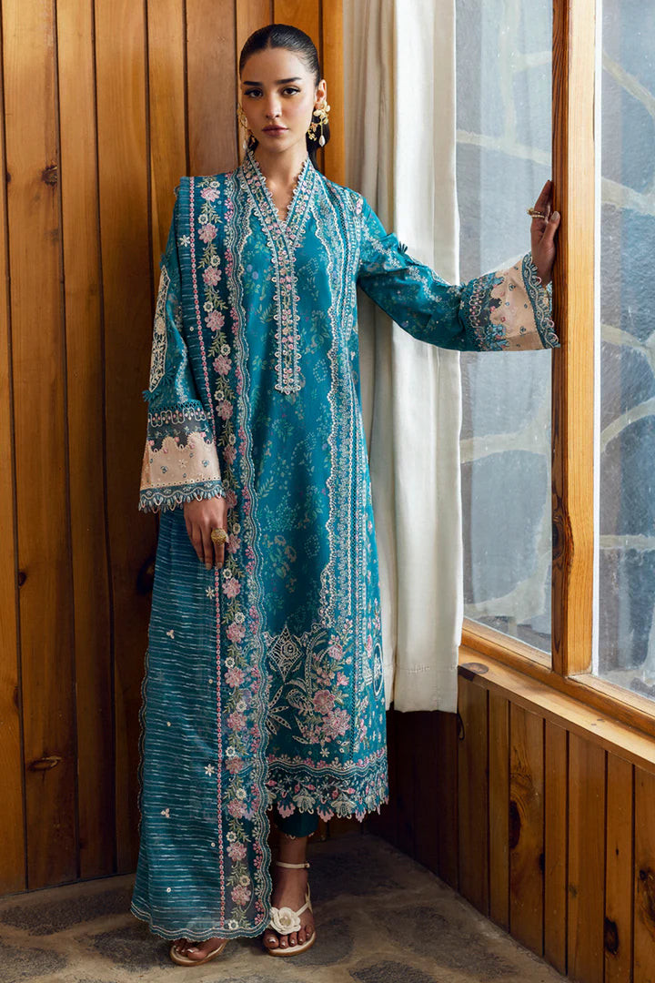 DC-10 Fina- Green Qlinekari Lawn Suit '25 By- Qalamkar