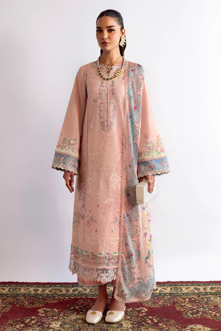 DC-11 Hedi- Pink Qlinekari Lawn Suit '25 By- Qalamkar
