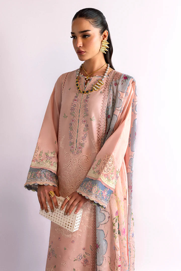 DC-11 Hedi- Pink Qlinekari Lawn Suit '25 By- Qalamkar