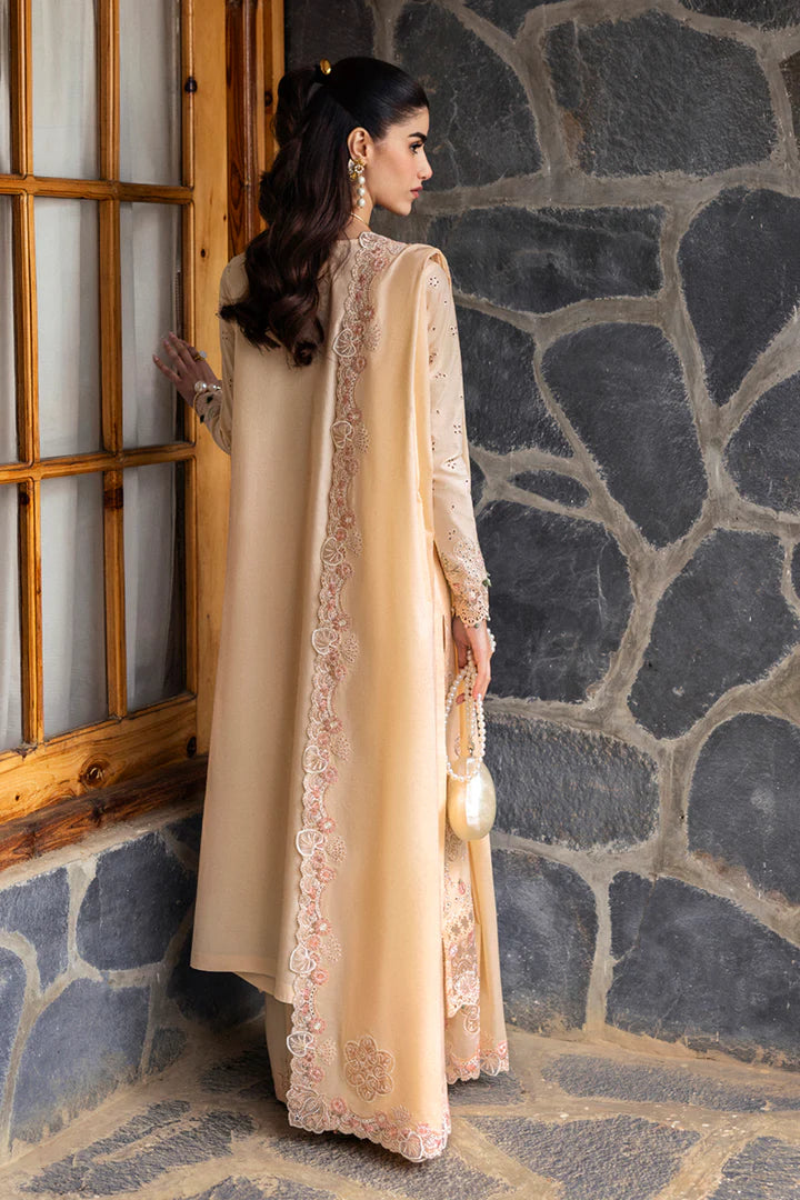 DC-12 Disa- Gold Qlinekari Lawn Suit '25 By- Qalamkar