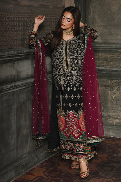 DJW5-08 Charizma black party wear stitched chiffon suit Pakistanimoda with net dupatta and adda work
