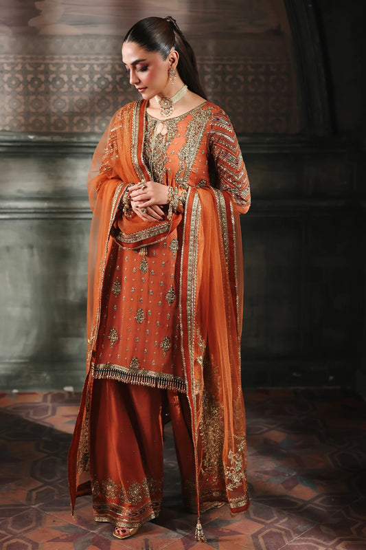 DJW5-11 Charizma orange chiffon Mehndi & Mayun celebration suit with adda work and net dupatta Pakistanimoda