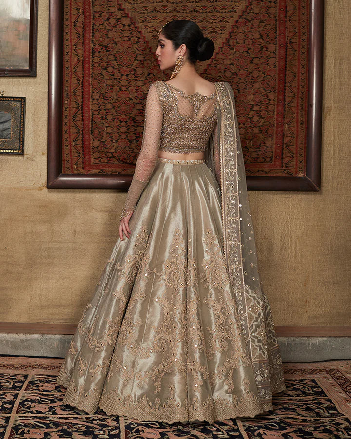 Delal-Embroidered Tissue Lehnga with Choli-By-Faiza Saqlain