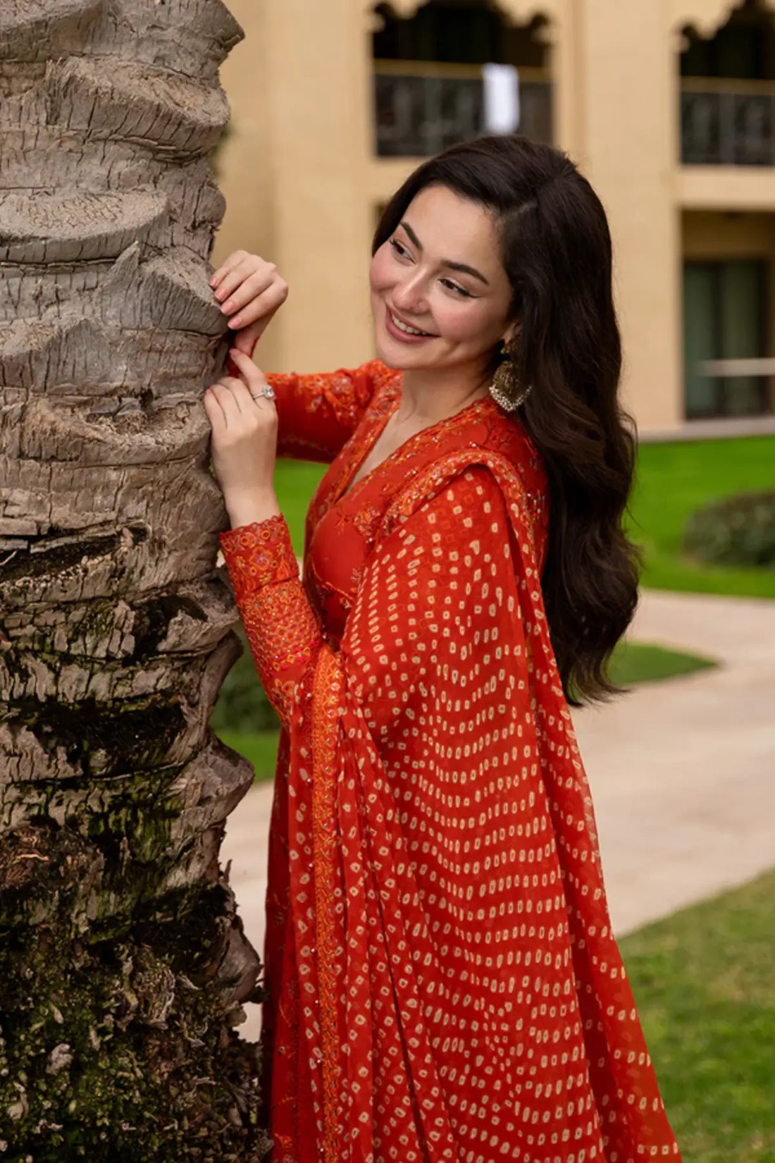 Faiza Saqlain Denisa Aya burnt orange embroidered lawn suit stitched