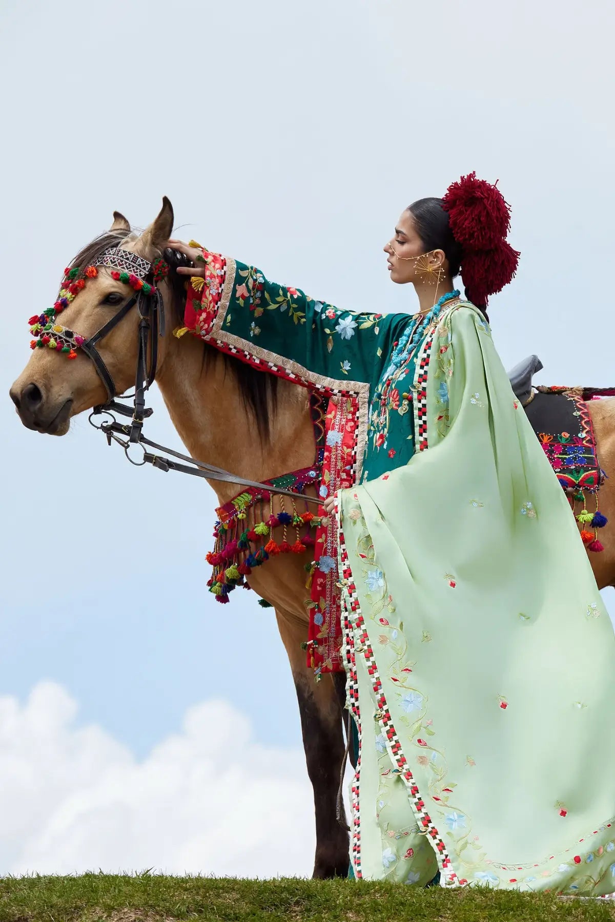 Deodar EL26-12 A forest green Élan Lawn'26 stitched 3PC suit with silk dupatta