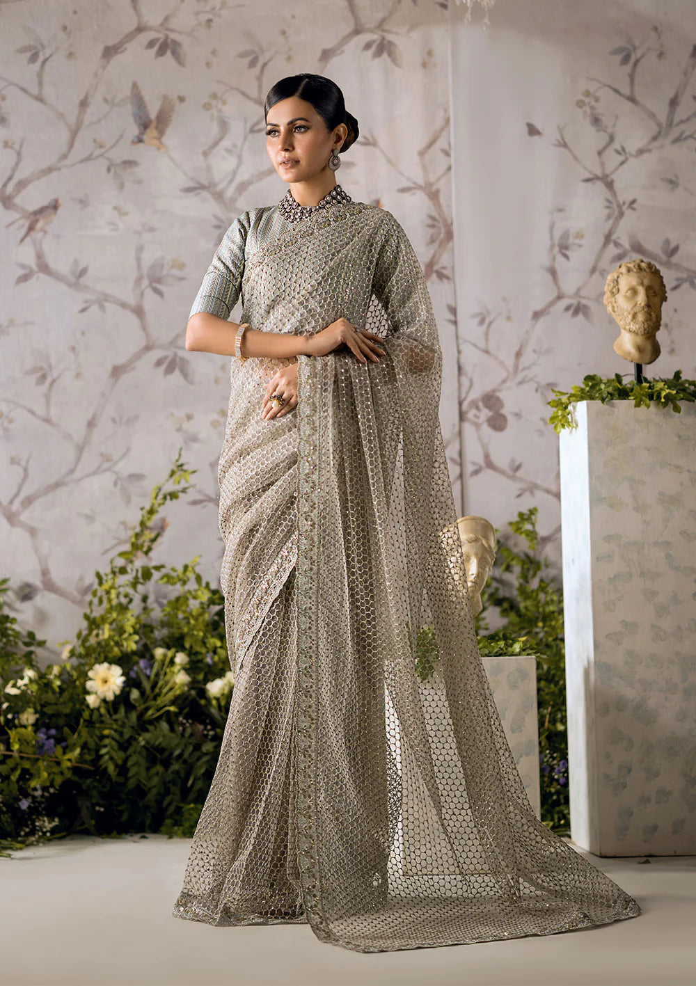 Designer Grey Saree By AIK