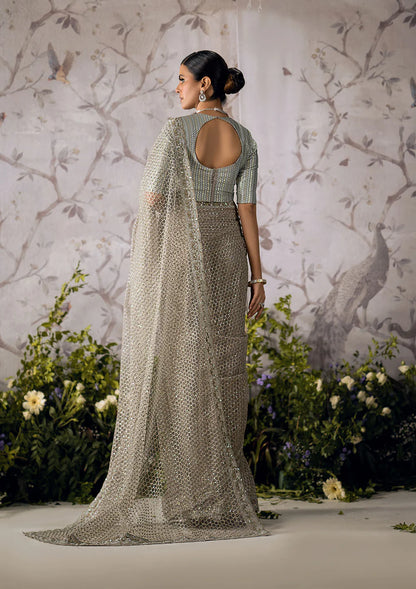 Designer Grey Saree By AIK