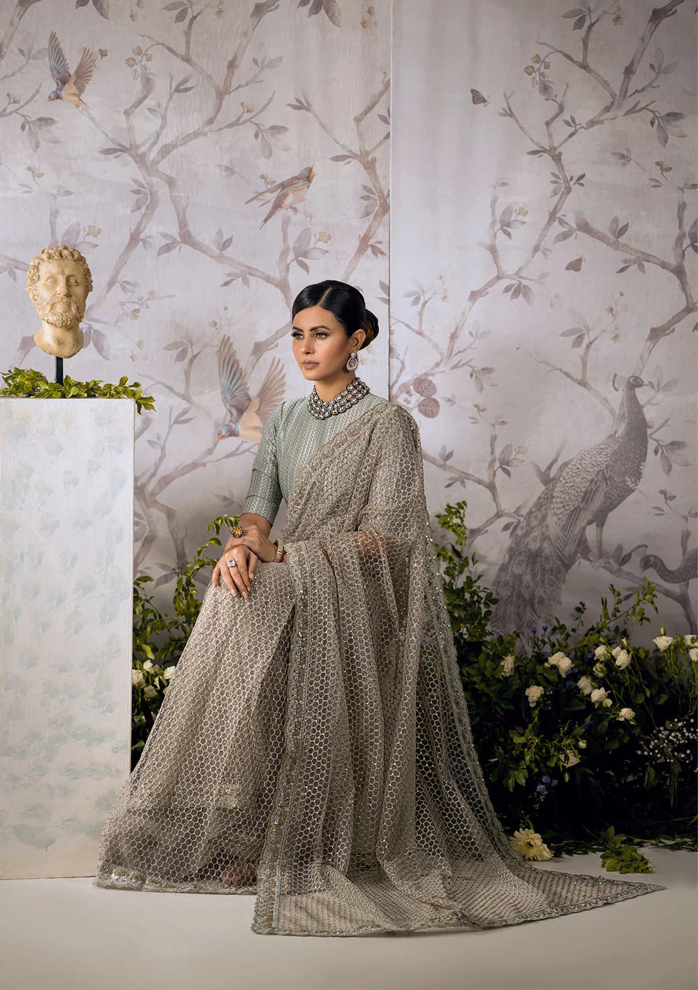 Designer Grey Saree By AIK