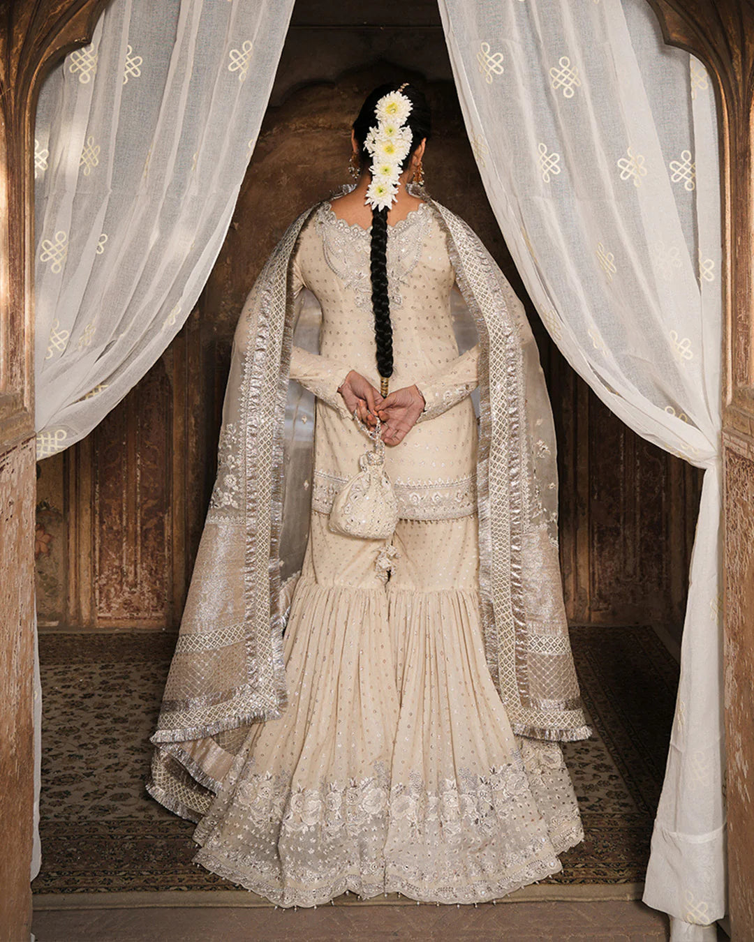 Devina- Off-White Embroidered Karandi Gharara Set