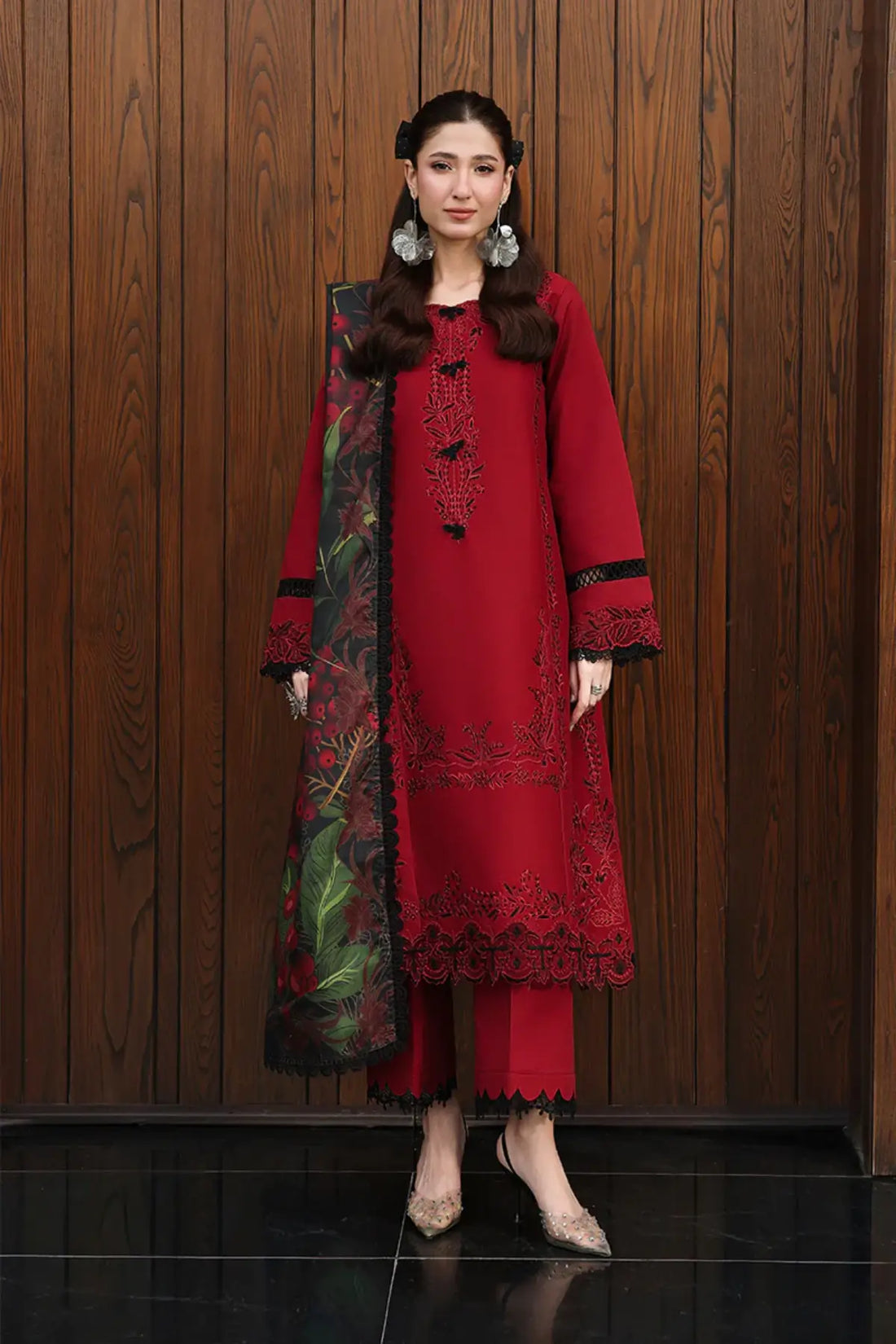 Dilara by Rang Rasiya Cherry Embroidered Lawn Stitched 3PC Suit with Printed Tasser Silk Dupatta