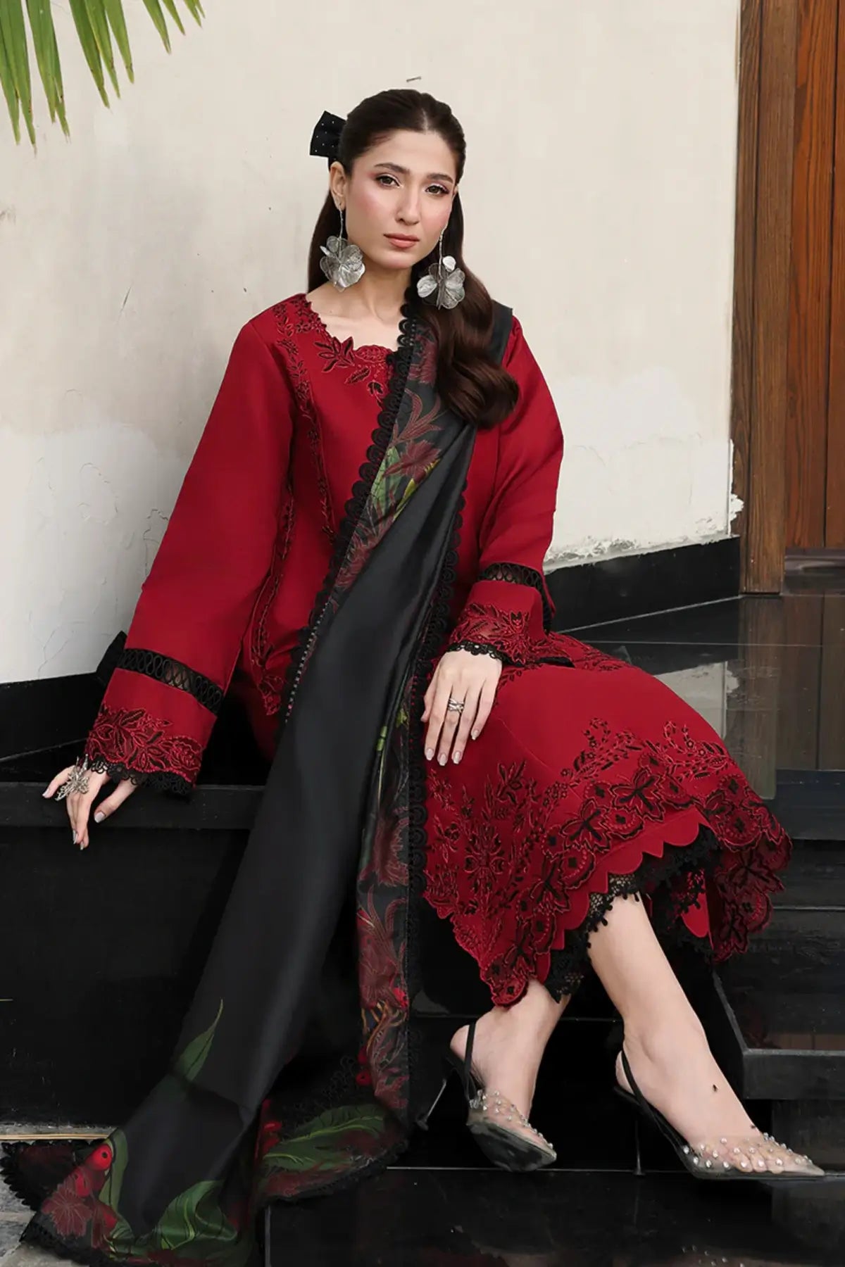Dilara by Rang Rasiya Cherry Embroidered Lawn Stitched 3PC Suit with Printed Tasser Silk Dupatta