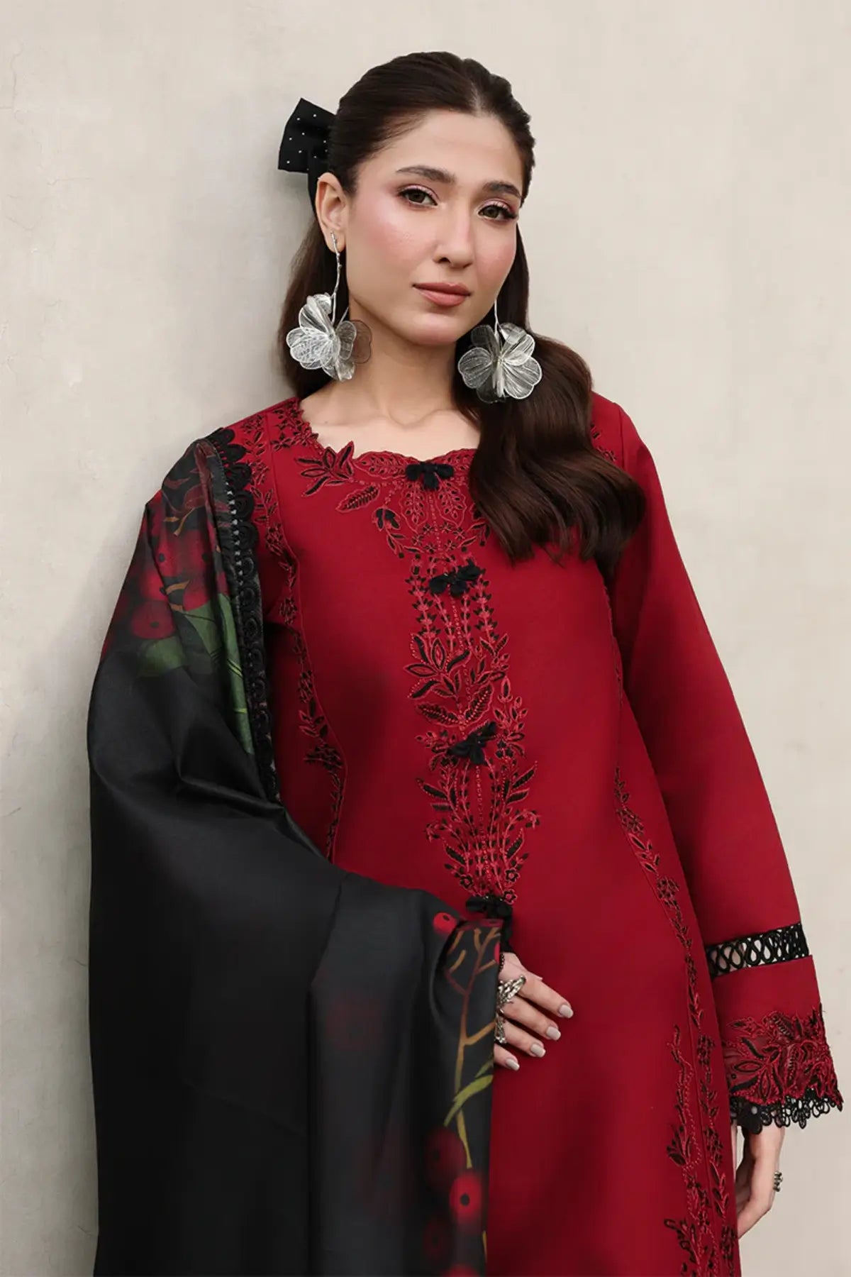 Dilara by Rang Rasiya Cherry Embroidered Lawn Stitched 3PC Suit with Printed Tasser Silk Dupatta