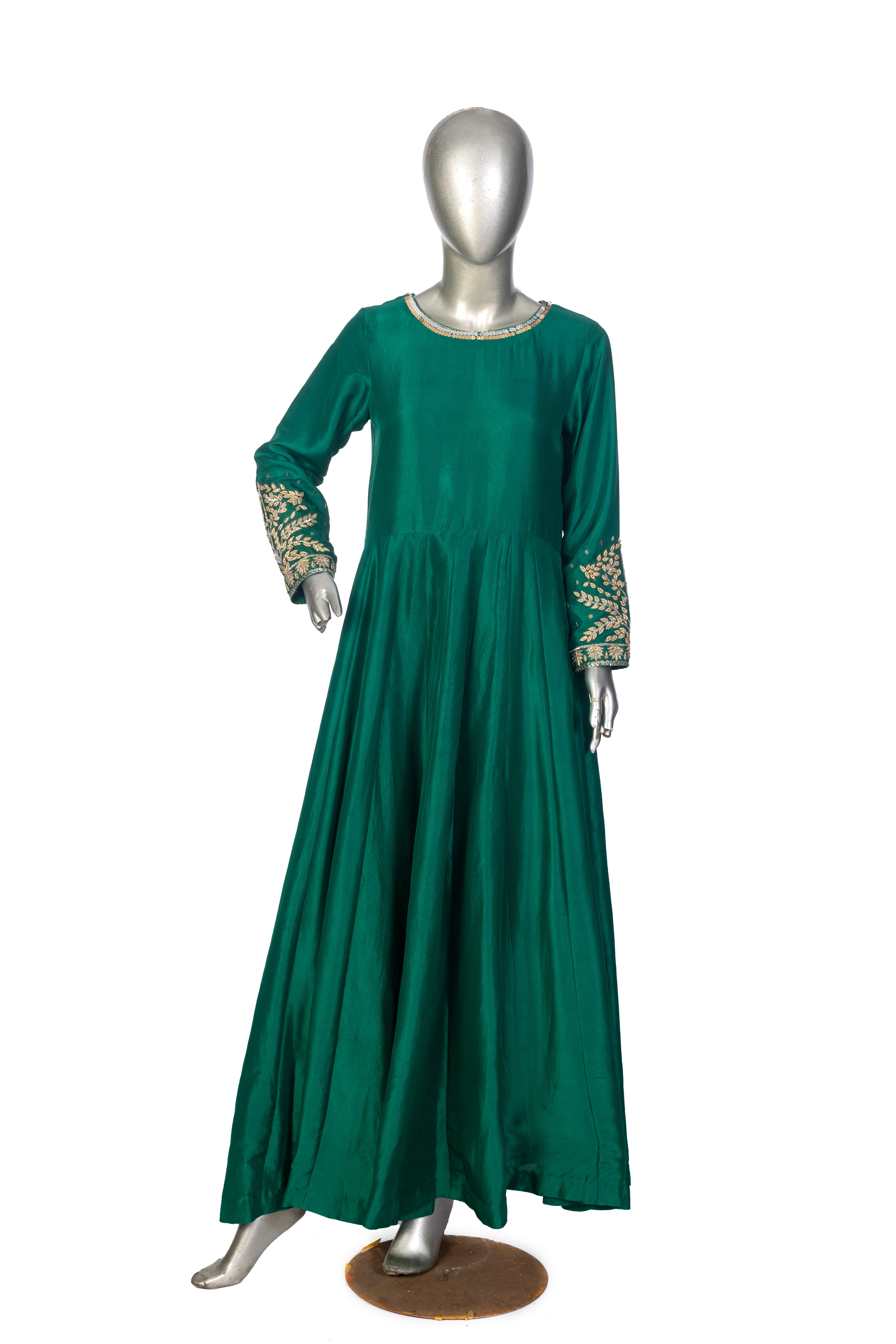 Dilkashi Emerald Green Raw Silk Anarkali with Sitara Organza Dupatta – MariamRaj