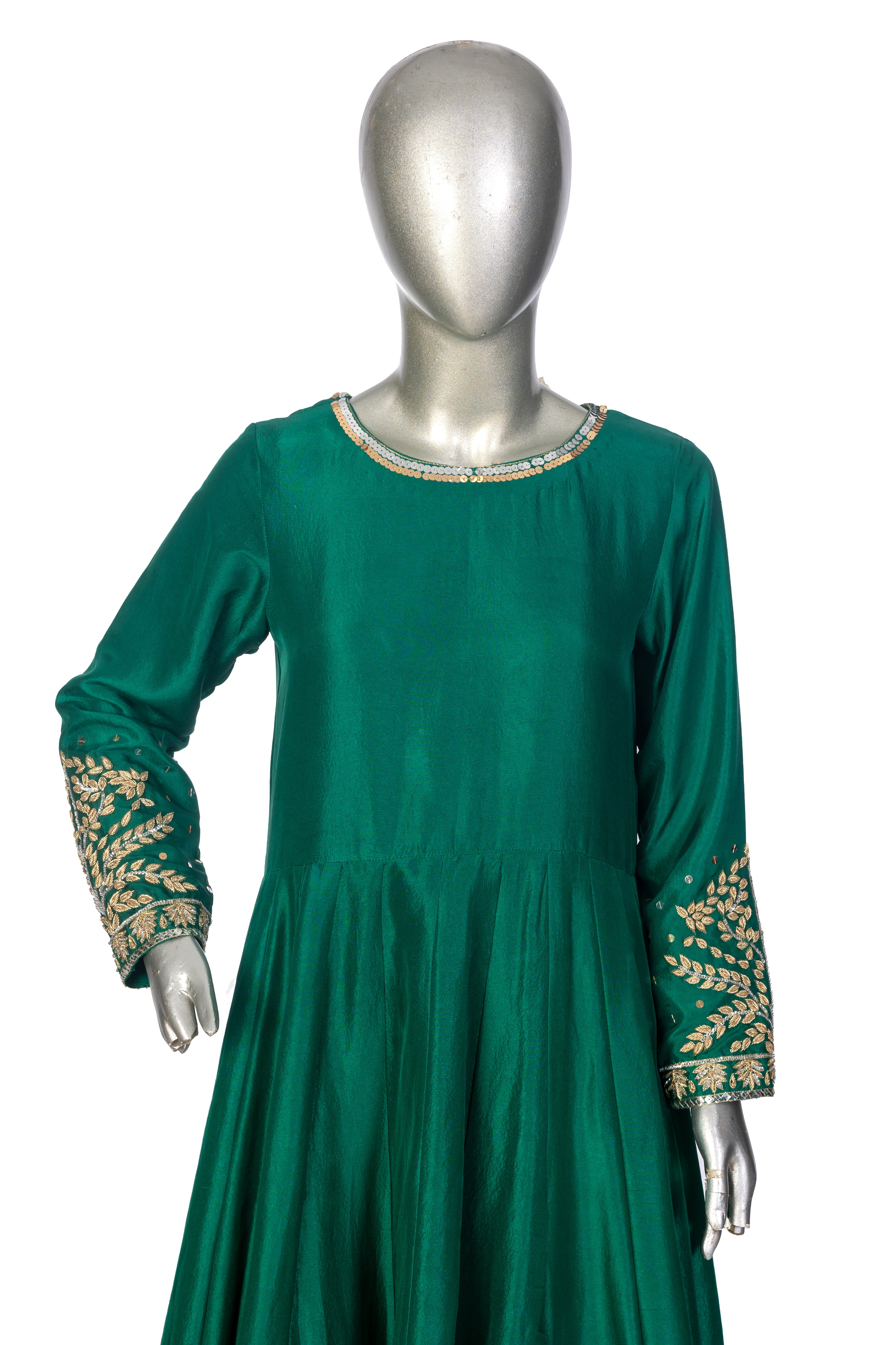 Dilkashi Emerald Green Raw Silk Anarkali with Sitara Organza Dupatta – MariamRaj