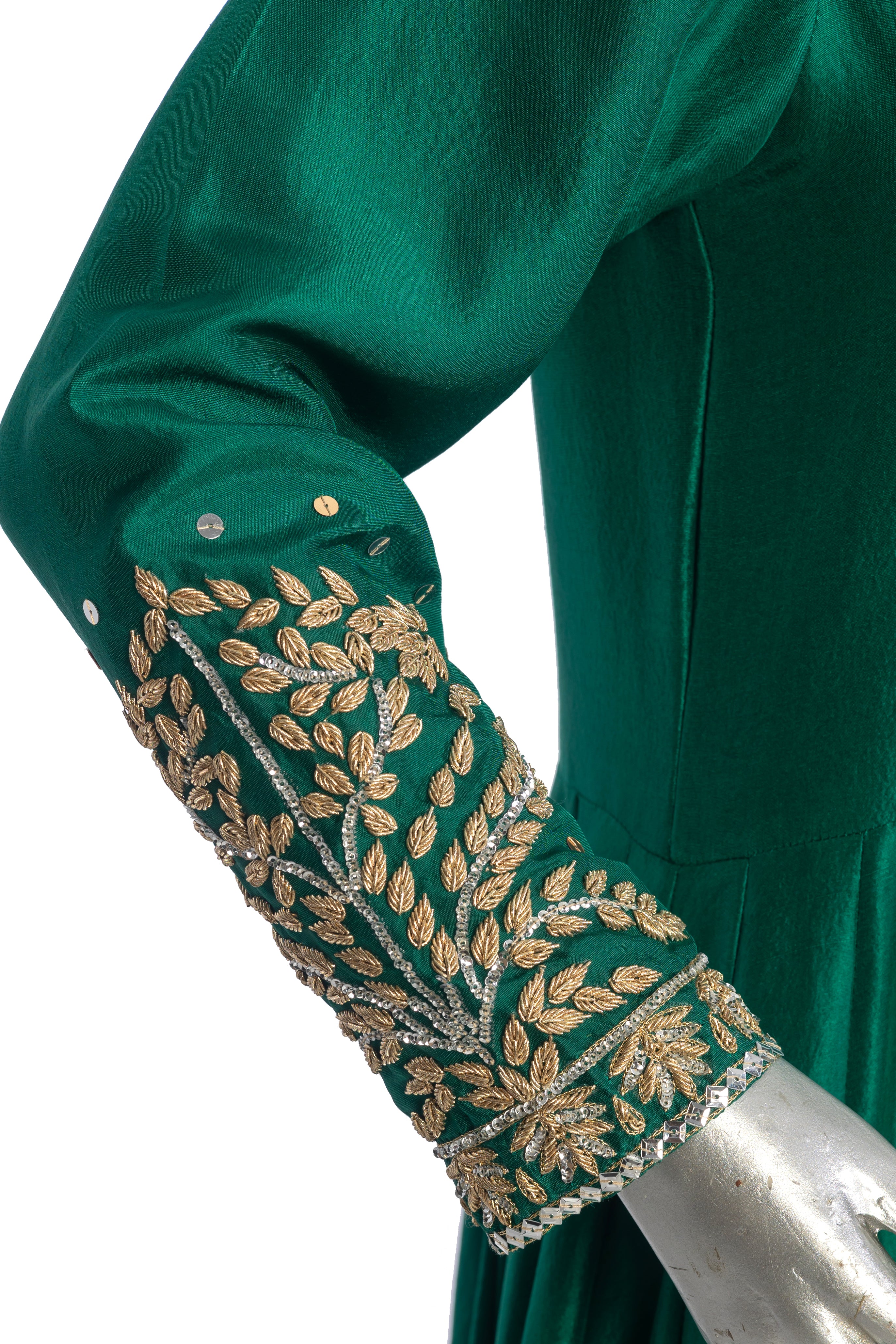 Dilkashi Emerald Green Raw Silk Anarkali with Sitara Organza Dupatta – MariamRaj
