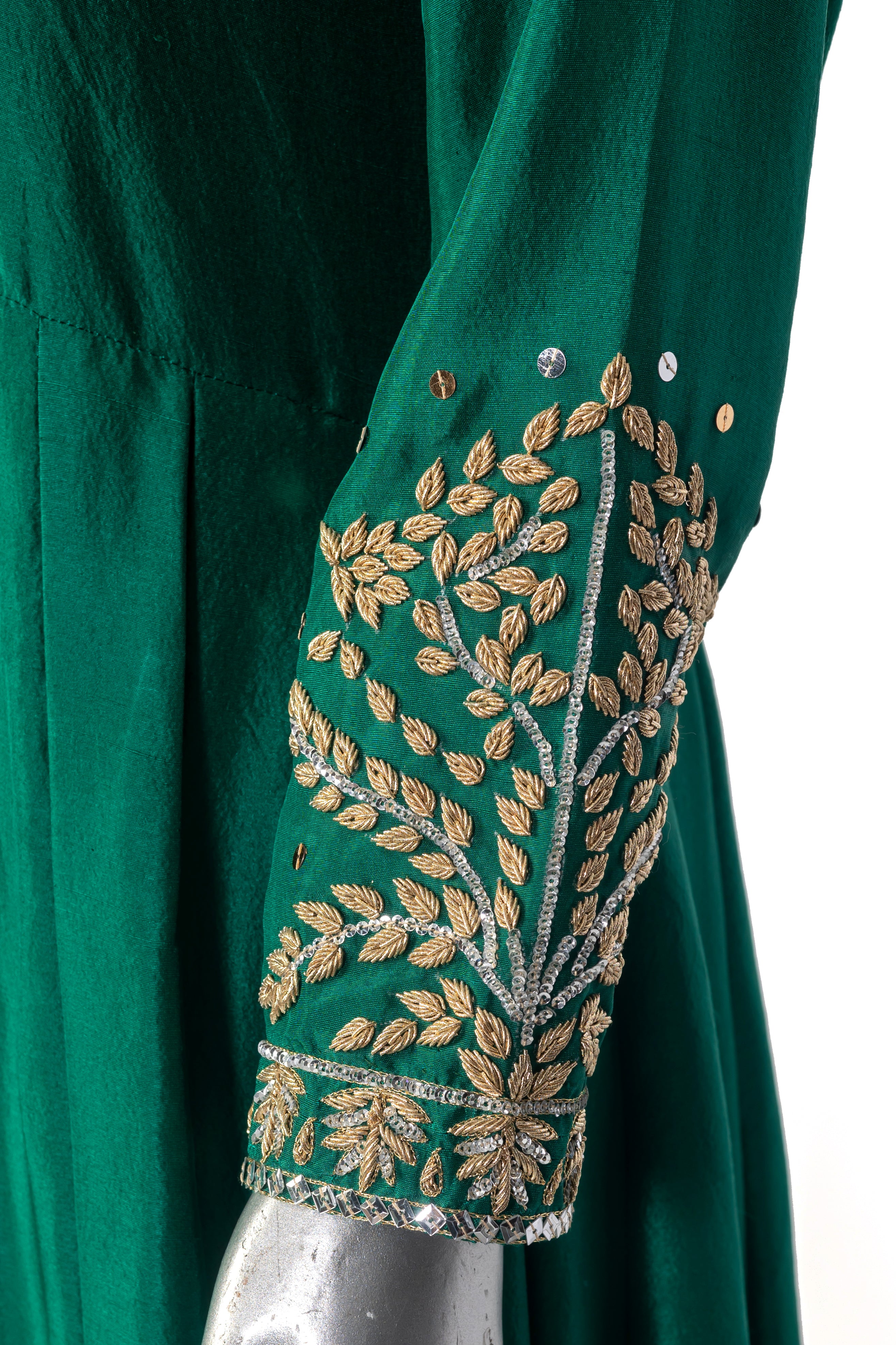 Dilkashi Emerald Green Raw Silk Anarkali with Sitara Organza Dupatta – MariamRaj