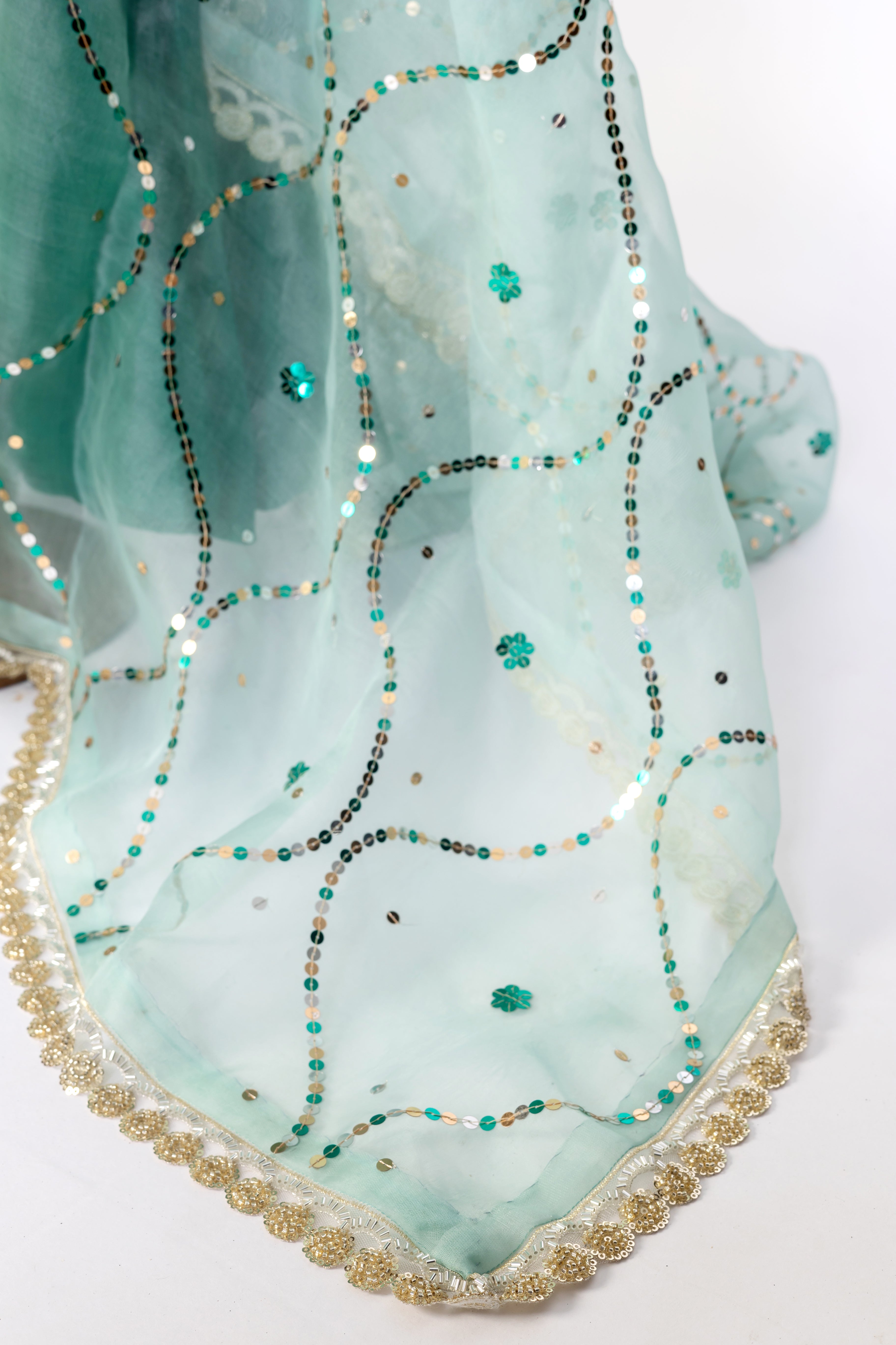 Dilkashi Emerald Green Raw Silk Anarkali with Sitara Organza Dupatta – MariamRaj