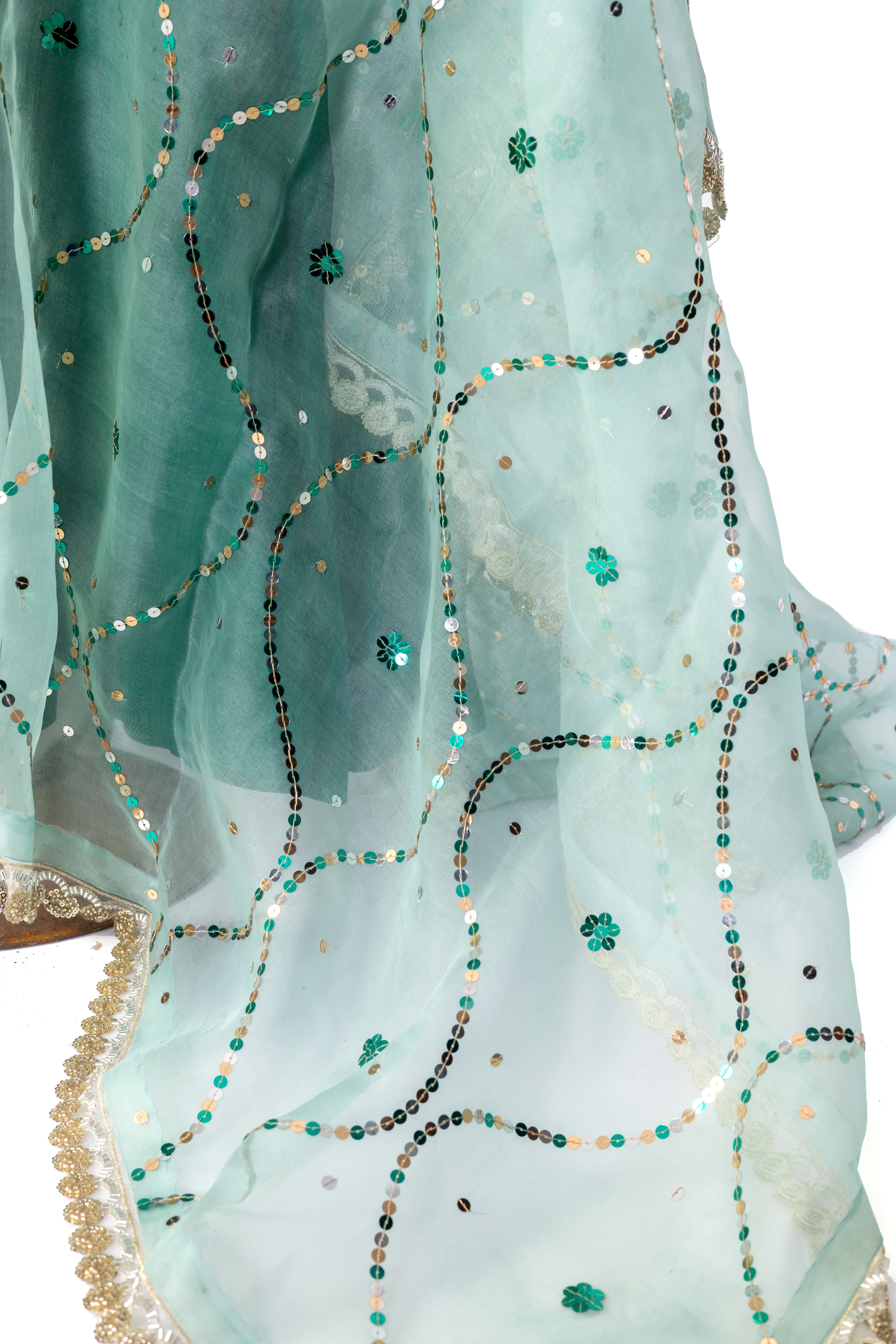 Dilkashi Emerald Green Raw Silk Anarkali with Sitara Organza Dupatta – MariamRaj