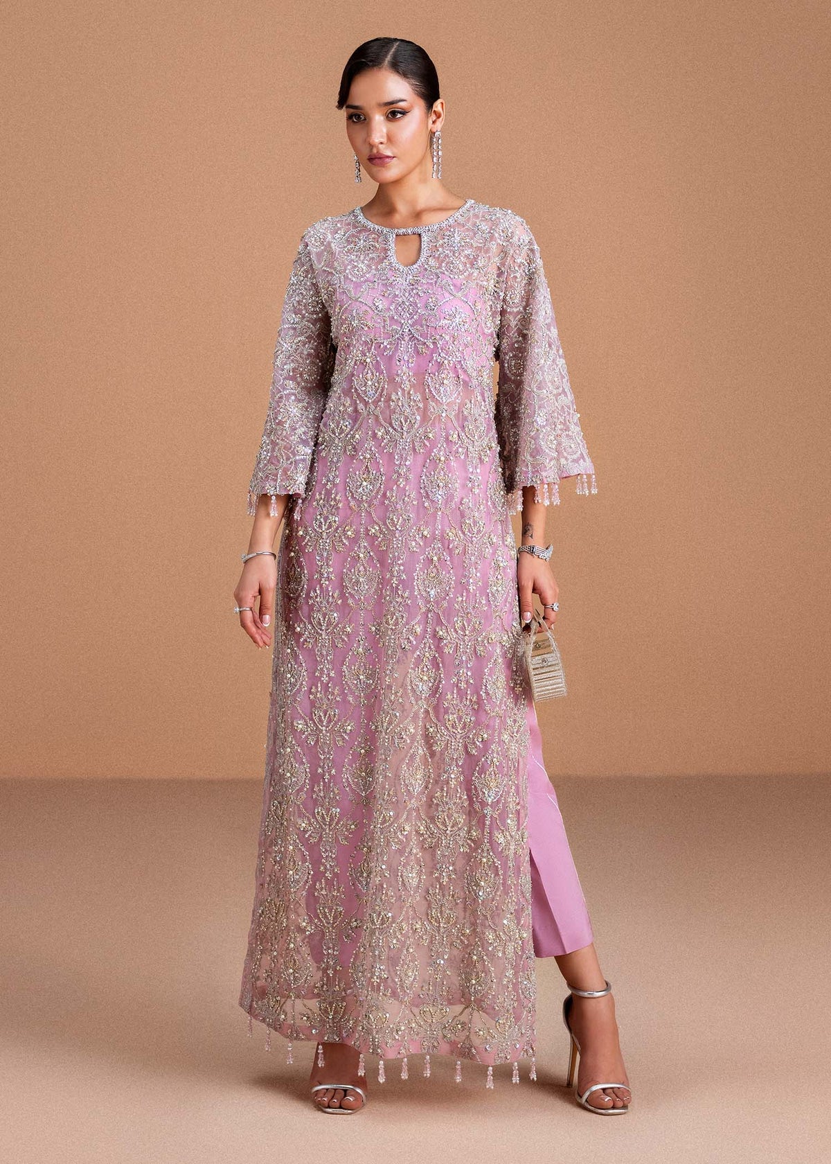 Dina by Kanwal Malik orchid Pakistani party suit with modern silhouette