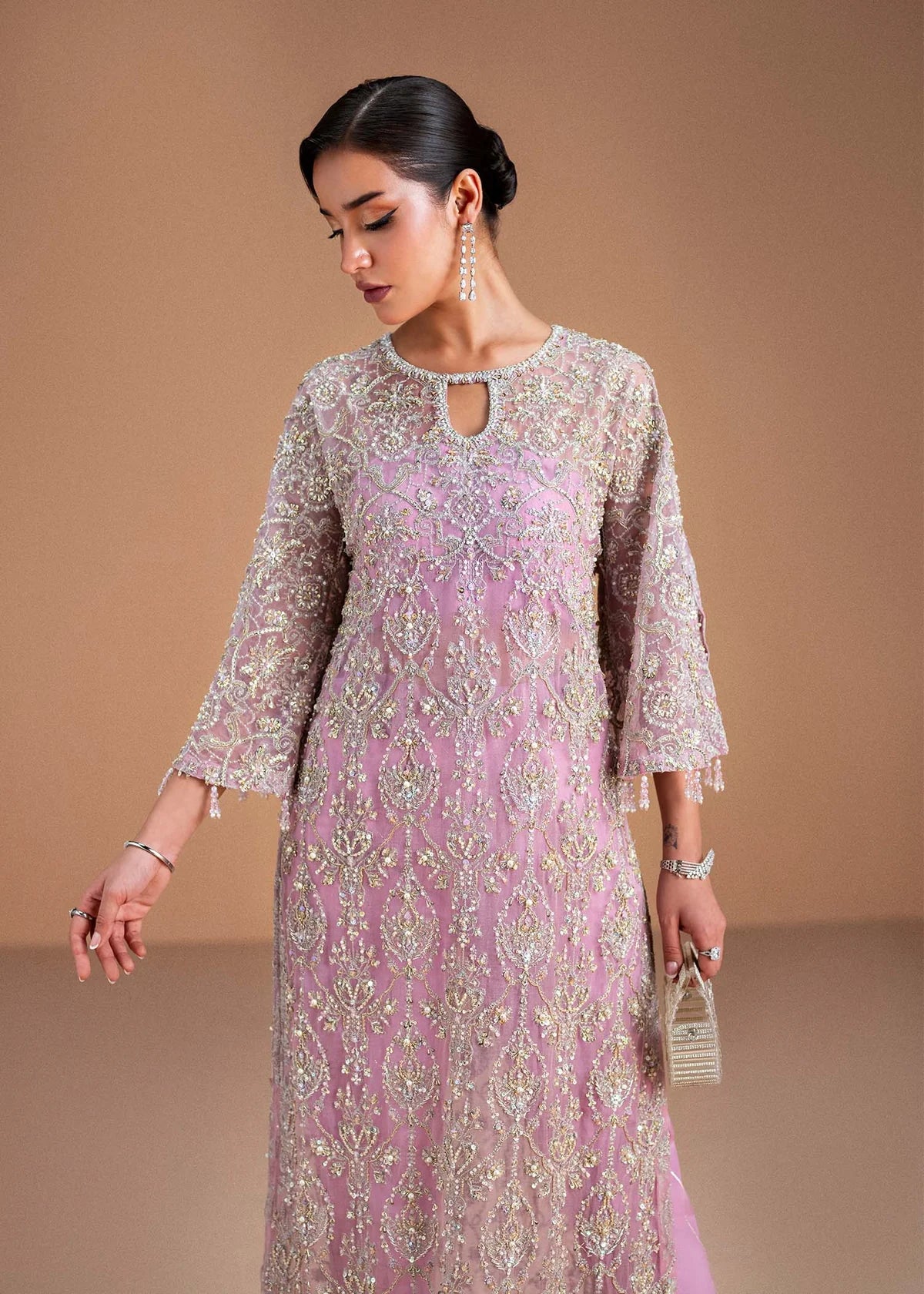Dina by Kanwal Malik orchid Pakistani party suit with modern silhouette