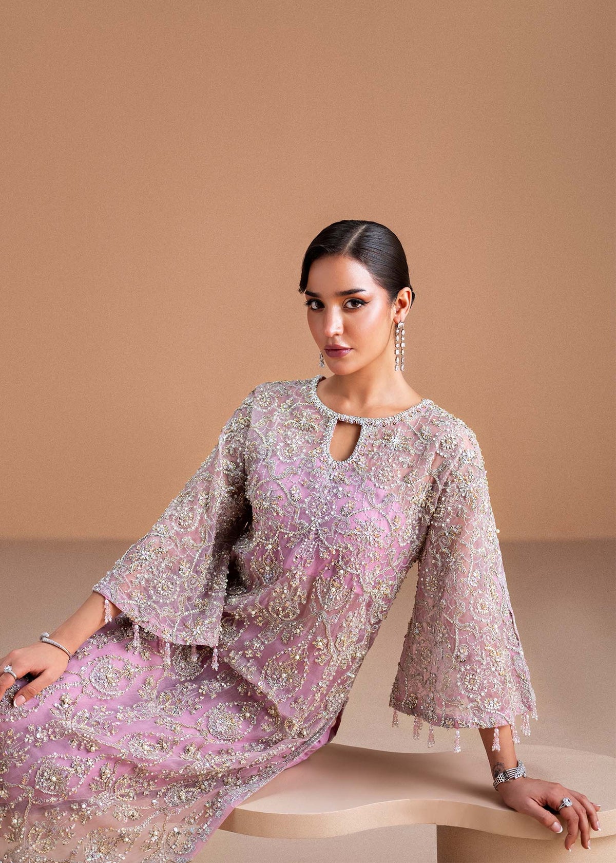 Dina by Kanwal Malik orchid Pakistani party suit with modern silhouette