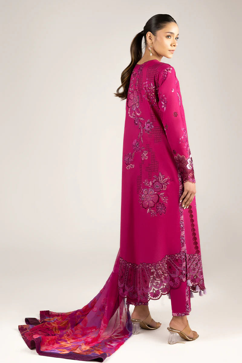Dreamy Whirl- Fuschia Pink Manaram Luxury lawn Outfit By- Mushq