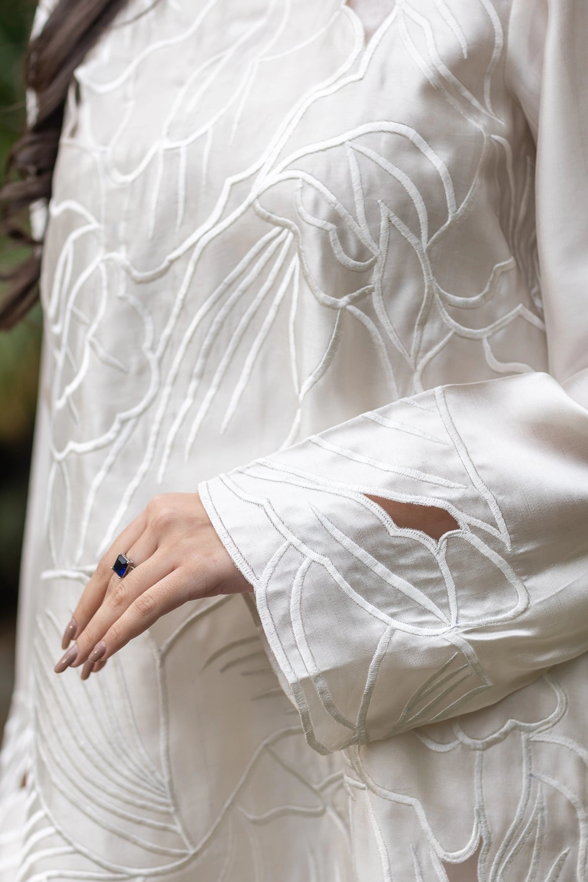 Dua pearl white sheesha silk 3PC Eid Edit 2026 with organza dupatta by MariamRaj