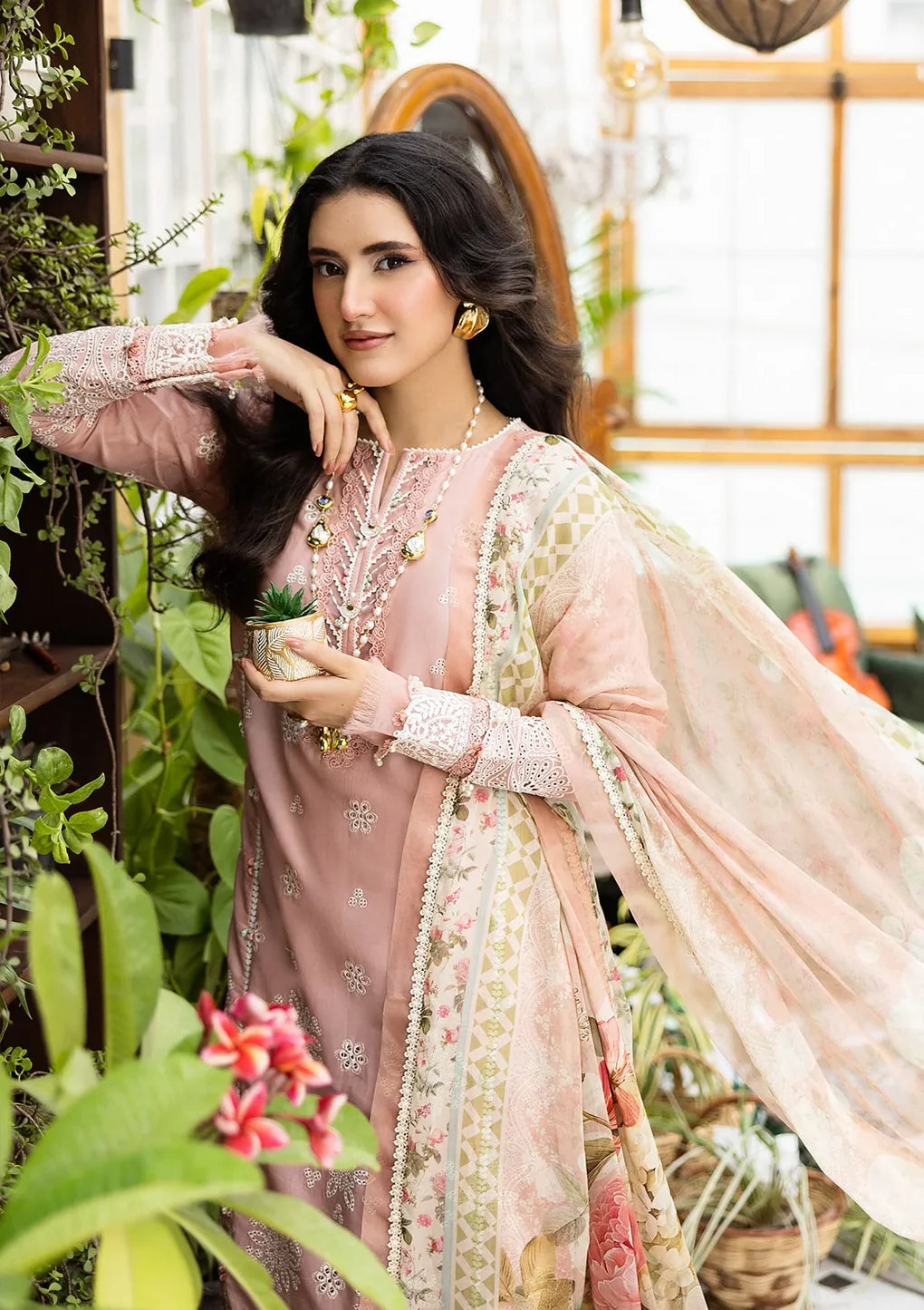EEC-1A Forever Blush – Stitched Pink Lawn Suit by Elaf Premium