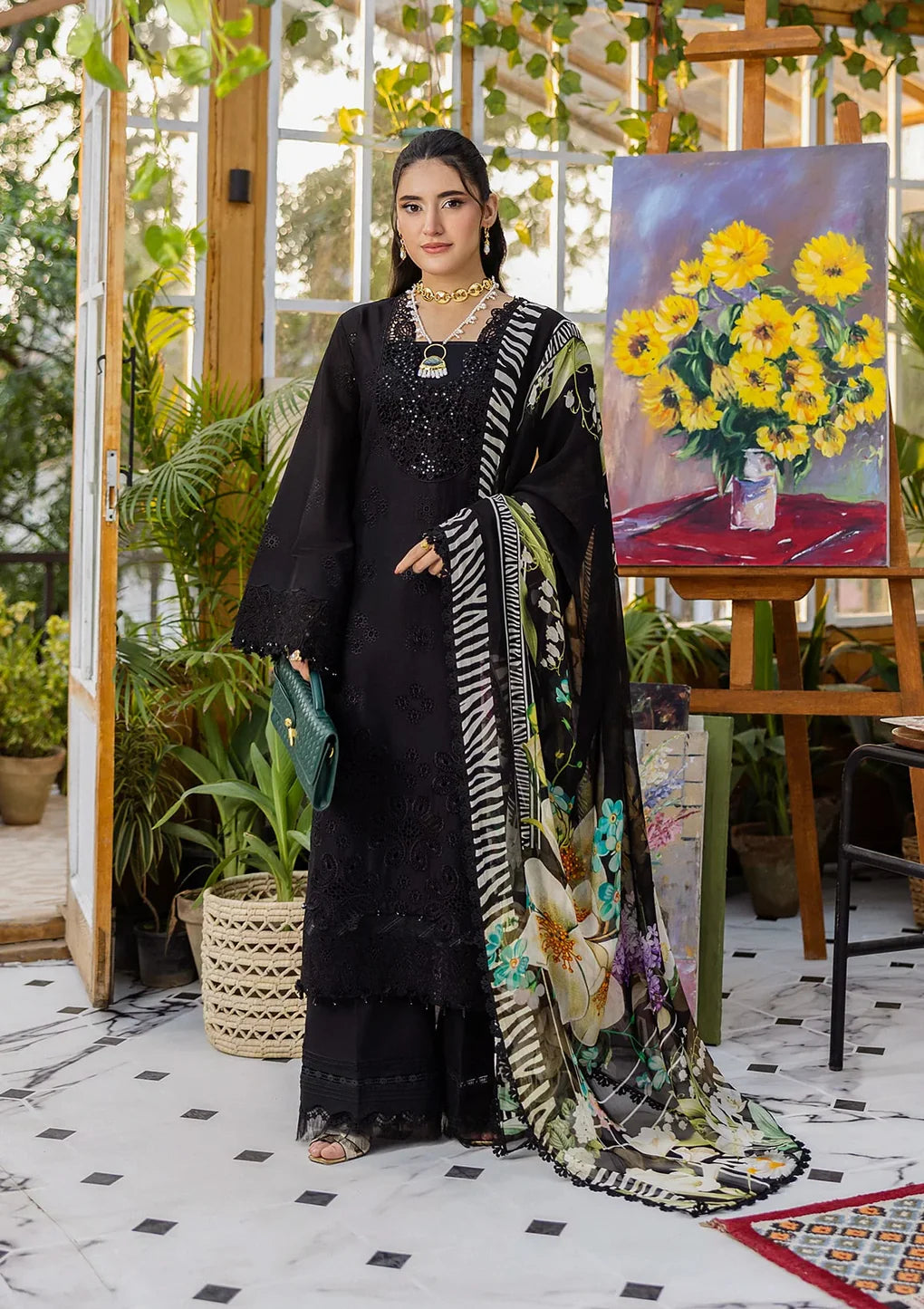 EEC-2A Queen of Dusk – Luxury Grey Chikankari Lawn Suit