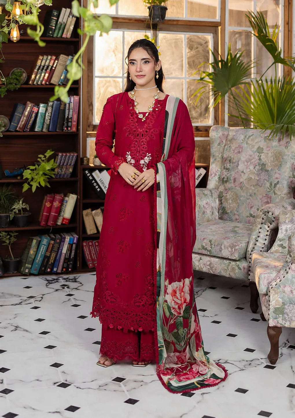 EEC-4A Rubelet – Stitched Chikankari Lawn Suit by Elaf Premium