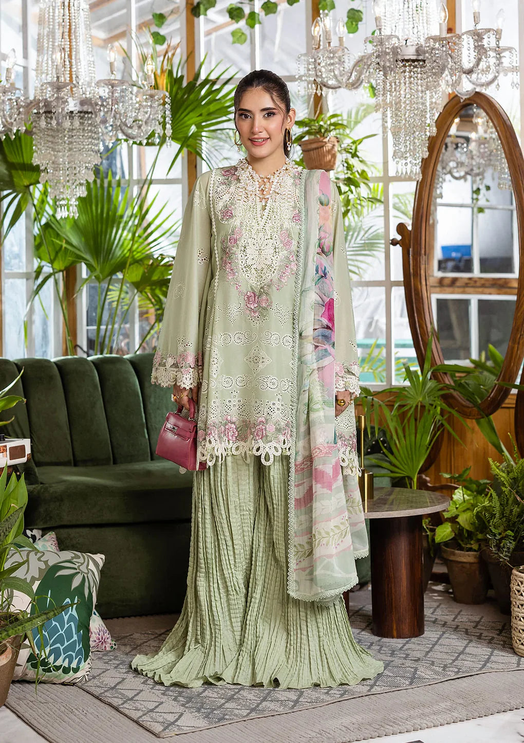 EEC-5B Matcha – Elaf Premium Matcha Stitched Lawn Outfit