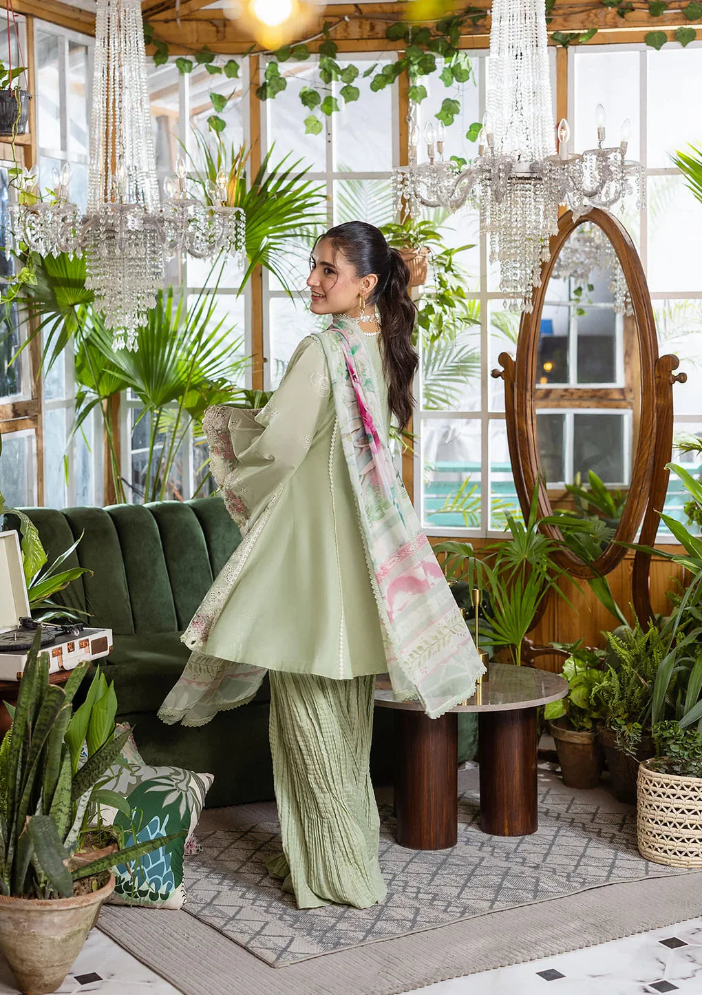 EEC-5B Matcha – Elaf Premium Matcha Stitched Lawn Outfit