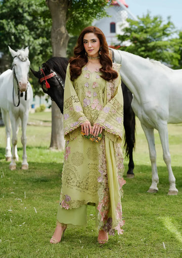 ELH-1A PISTACIA-Apple Green Embroidered Luxury Lawn Ensemble '25 By-Elaf Premium
