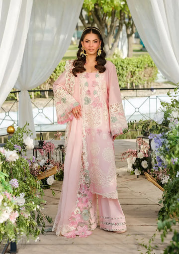 ELH-1B SOPHIA-Pink Embroidered Luxury Lawn Ensemble '25 By-Elaf Premium