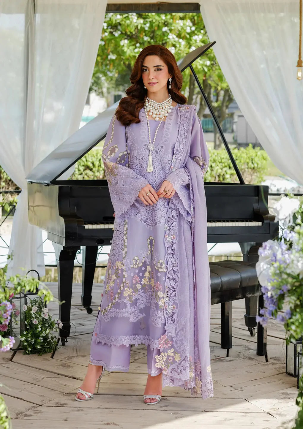 ELH-3A PARIS HUES-Lilac Embroidered Luxury Lawn Ensemble '25 By-Elaf Premium