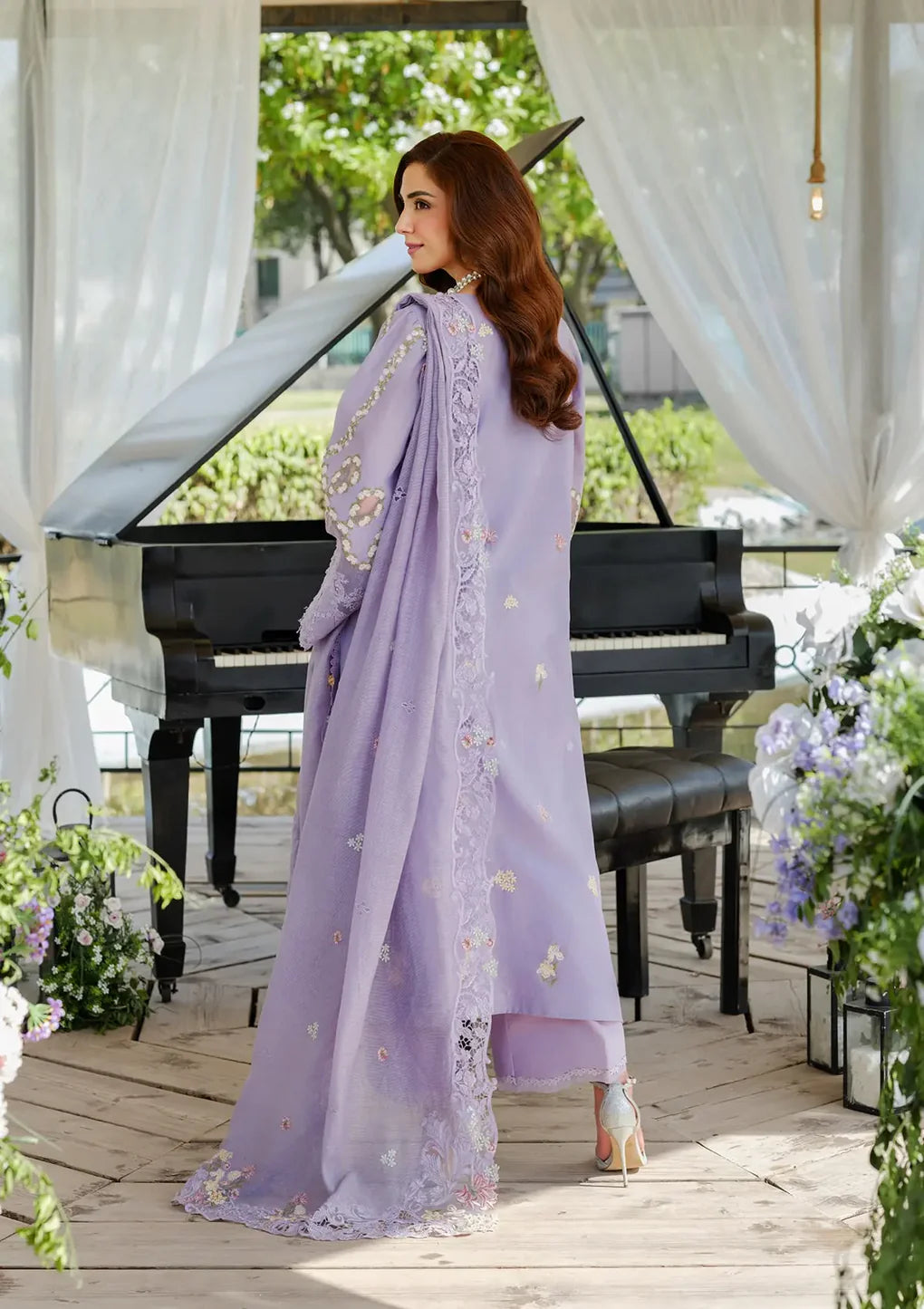 ELH-3A PARIS HUES-Lilac Embroidered Luxury Lawn Ensemble '25 By-Elaf Premium