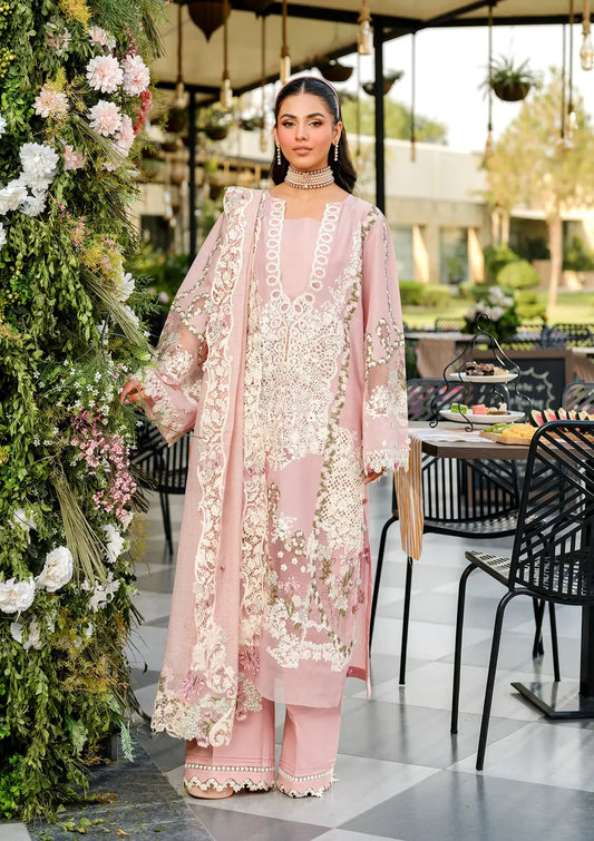 ELH-3B OH MY ROSE-Tea Pink Embroidered Luxury Lawn Ensemble '25 By-Elaf Premium