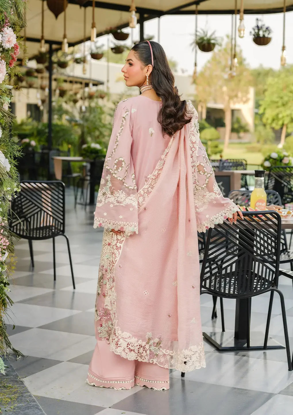 ELH-3B OH MY ROSE-Tea Pink Embroidered Luxury Lawn Ensemble '25 By-Elaf Premium